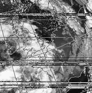 Satellitenbild (Infrarot, Ausschnitt) von NOAA 9 vom 07.10.1987, 04.38 UT