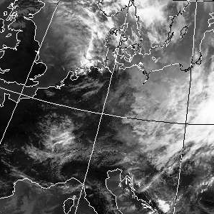 Satellitenbild (Infrarot, Ausschnitt) von NOAA 14 vom 08.10.1995, 12.41 UT