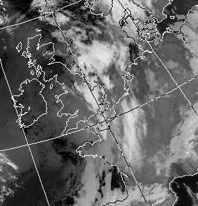 Satellitenbild (Infrarot, Ausschnitt) von NOAA 14 vom 13.03.1998, 04.01 UT