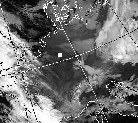 Satellitenbild (Infrarot, Ausschnitt) von NOAA 16 vom 20.11.2002, 02:36 UT