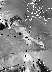 Satellitenbild (Infrarot, Ausschnitt) von NOAA 17 vom 08.11.2003, 21.42 UT