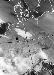 Satellitenbild (Infrarot, Ausschnitt) von NOAA 16 vom 09.11.2003, 02.44 UT