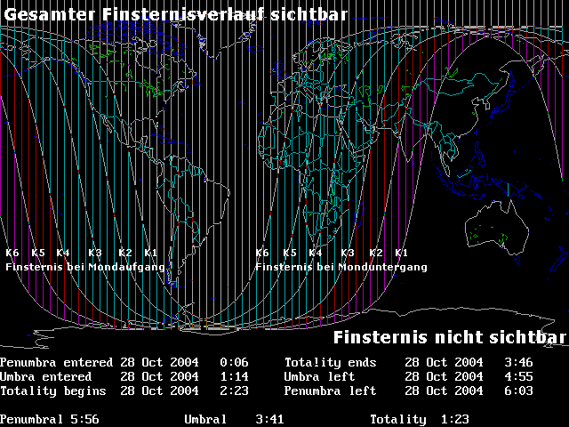 Sichtbarkeit MoFi, Erdkarte