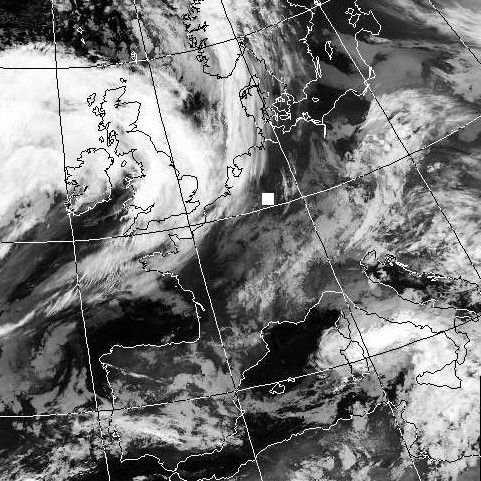 Satellitenbild (Infrarot, Ausschnitt) von NOAA 18 vom 21.02.2008, 02.04 UT