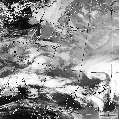 Satellitenbild (Infrarot, Ausschnitt) von NOAA 17 vom 31.12.2009, 19.04 UT