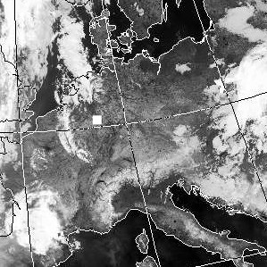 Satellitenbild (Infrarot, Ausschnitt) von NOAA 18 vom 06.08.2000, 01.18 UT