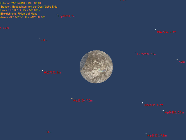 Ablauf der Mondfinsternis am 21.12.10   f�r 50�N/10�E